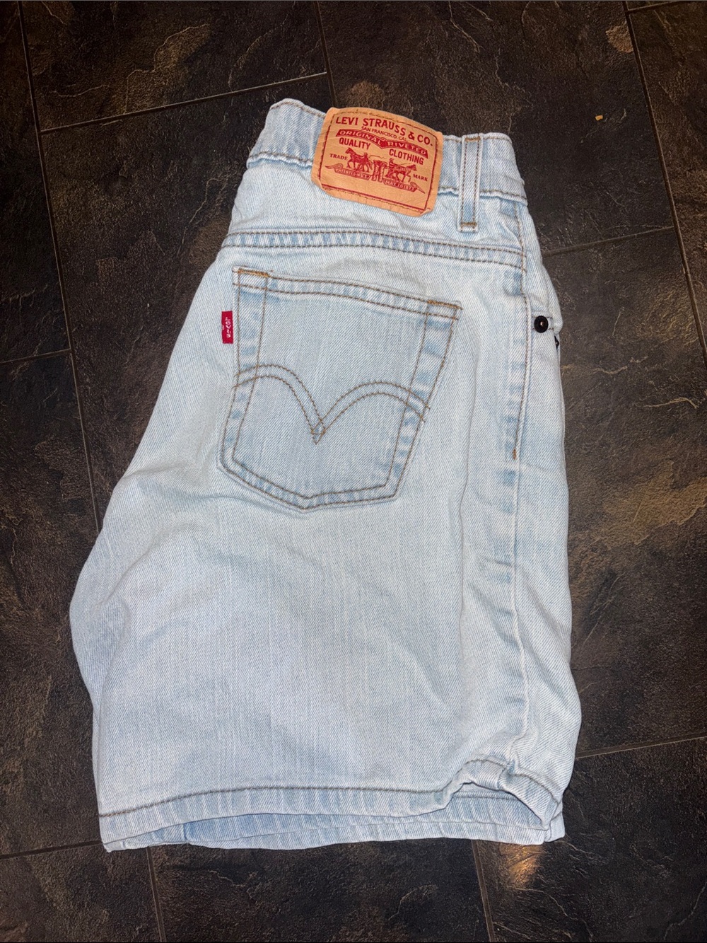 Levi's Pale Blue High-Waist Denim Shorts with Back Pocket Stitch